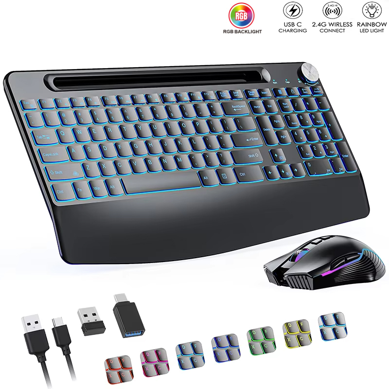 Rgb Keyboard Wrist Rest - Clavier et souris sans fil 2.4G